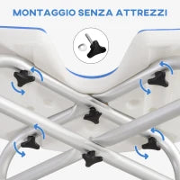 Sgabello da Doccia Regolabile in Altezza con Maniglione, Seduta Imbottita a U e Piedini Antiscivolo, Blu