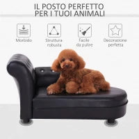 Divano Chaise Longue Elegante Imbottito Portata 10kg Animali Domestici 82.5 × 45 × 41.5cm Nero