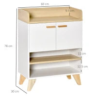 Mobiletto Multiuso con Armadietto e Ripiani Aperti, Mobile da Soggiorno, Cucina, Ufficio in Legno Bianco, 60x30x78cm