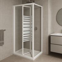 Porta doccia a soffietto book cristallo temprato profilo bianco bianco *** misure 96-100xh190 cm serigrafato, confezi...