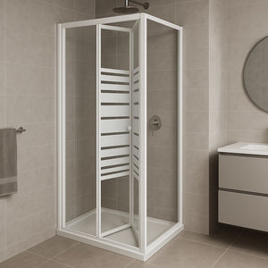 Porta doccia a soffietto book cristallo temprato profilo bianco bianco *** misure 96-100xh190 cm serigrafato, confezi...