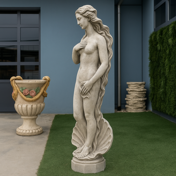 Statua cemento grigio effetto pietra naturale venere botticelli h120 cm giardini