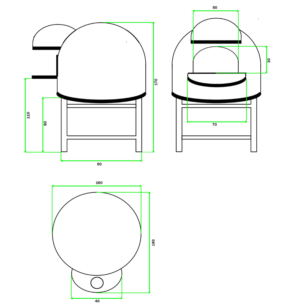 Forno legna artigianale mosaico linea vietri diametro 130 cm con base ferro
