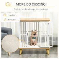 Casetta per Cani Piccoli da Interno con Cuscino Rimovibile e Lavabile, 64.5x48x 70.5cm, Quercia