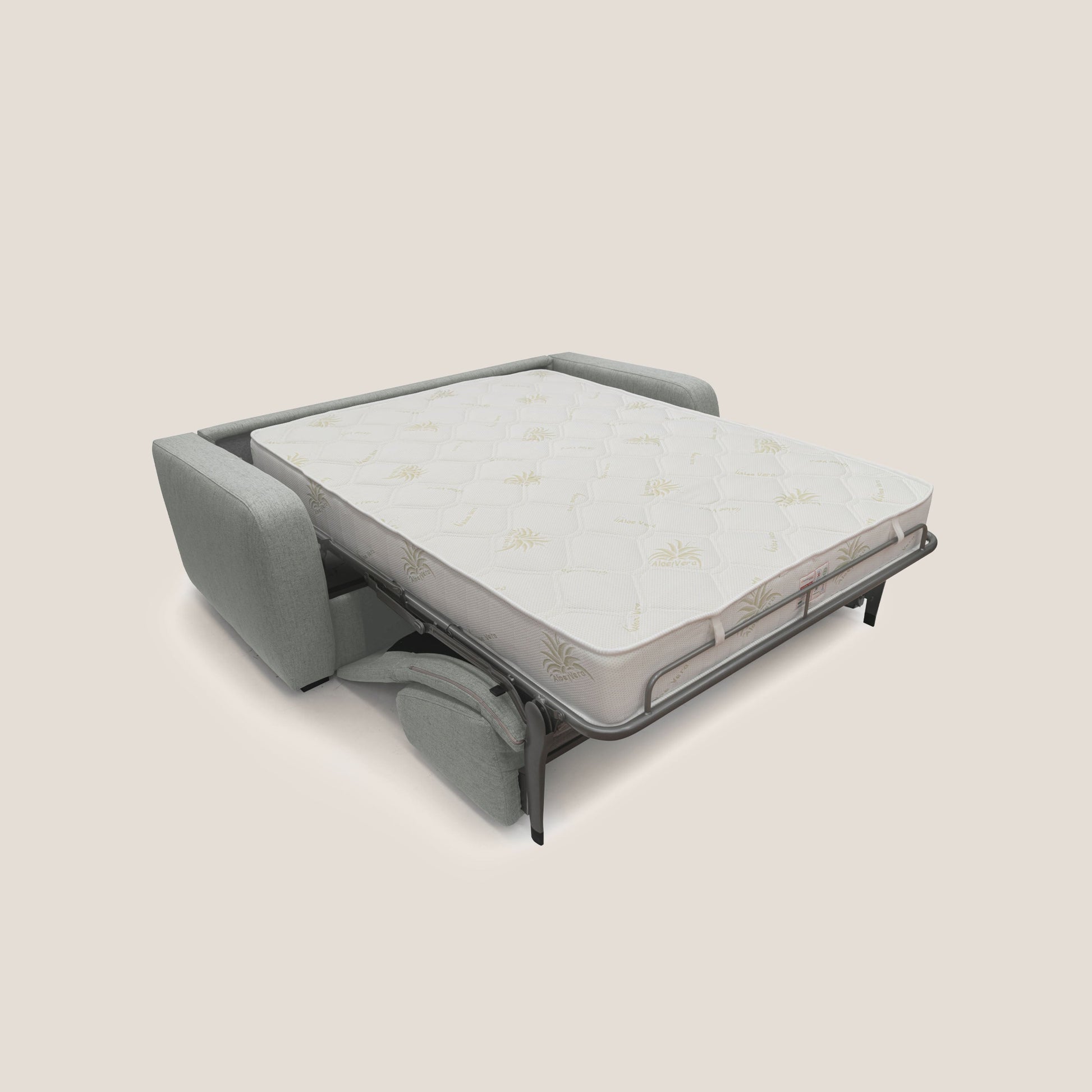 Divano Letto 3 Posti 195x93x100 cm in Tessuto Grigio Chiaro