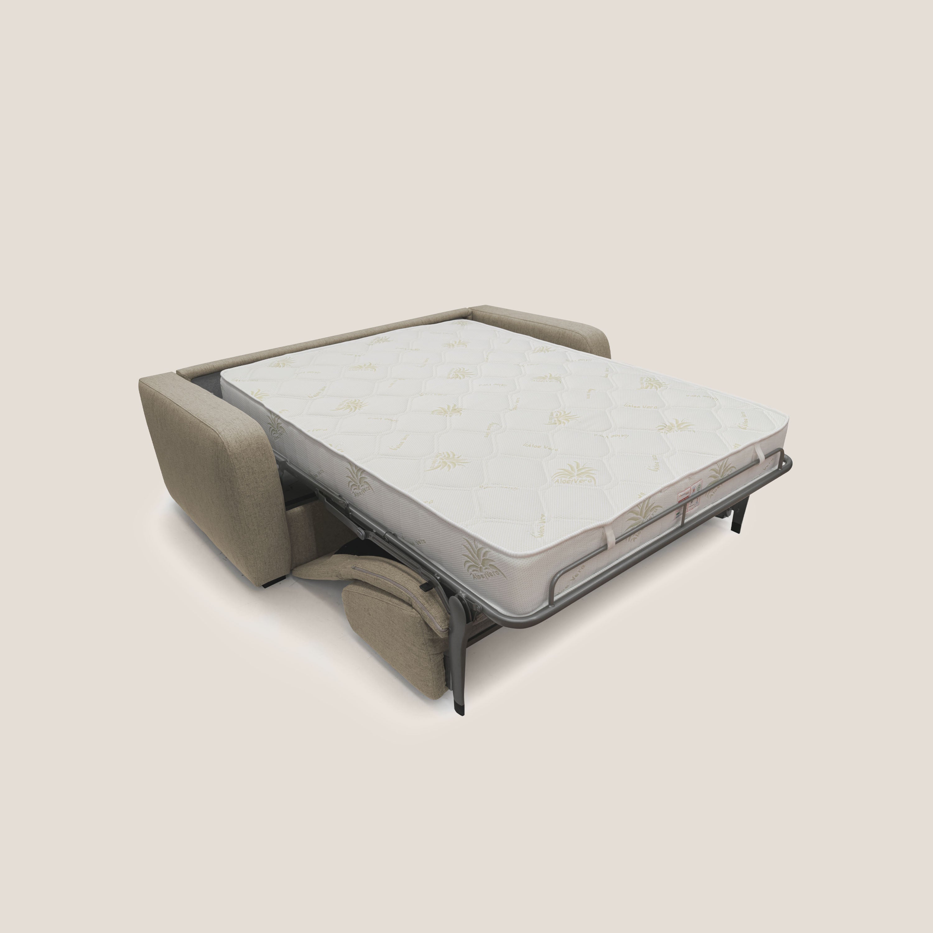 Divano Letto 3 Posti 215x93x100 cm in Tessuto Marrone