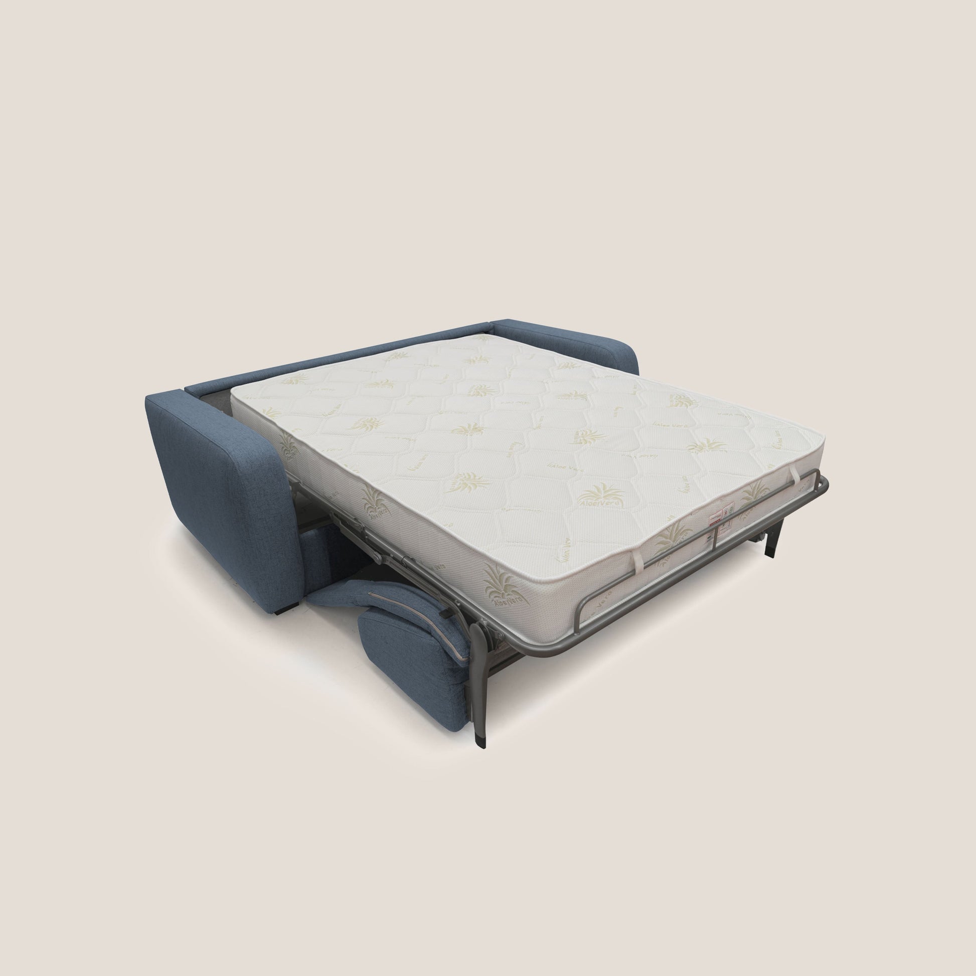 Divano Letto 3 Posti 215x93x100 cm in Tessuto Blu