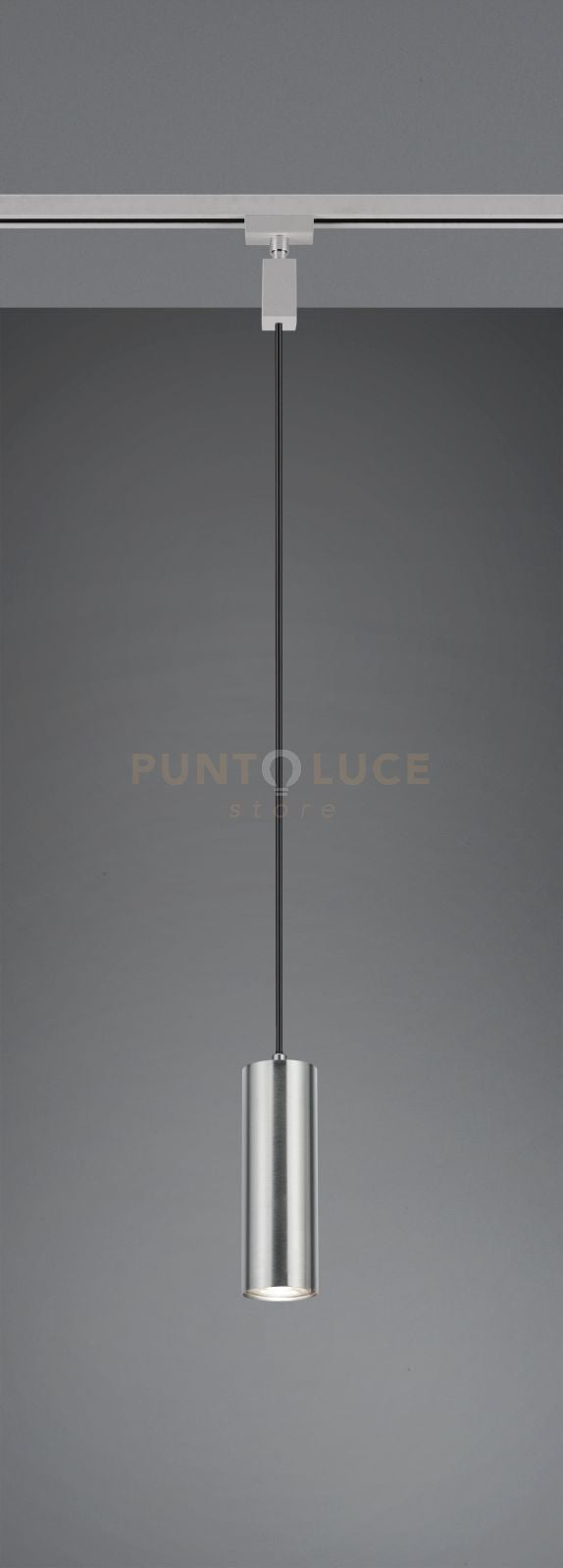 DUOLINE SOSPENSIONE MARLEY METALLO ACCIAIO SATINATO D. 6CM X H. 17CM PER SISTEMA BINARIO 1 LUCE ATTACCO GU10