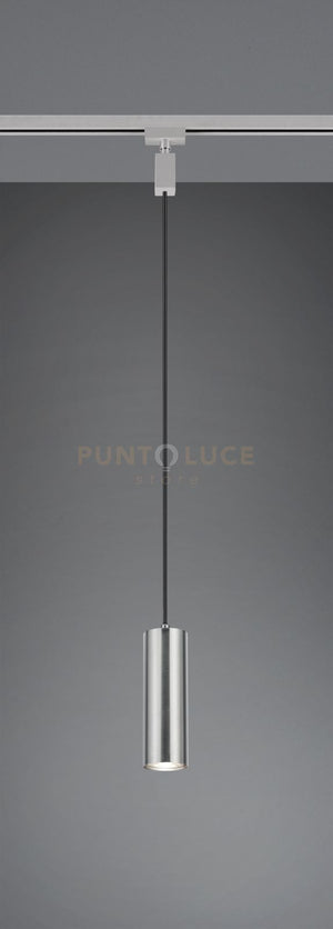 DUOLINE SOSPENSIONE MARLEY METALLO ACCIAIO SATINATO D. 6CM X H. 17CM PER SISTEMA BINARIO 1 LUCE ATTACCO GU10