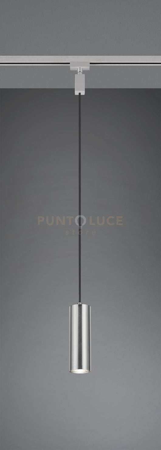 DUOLINE SOSPENSIONE MARLEY METALLO ACCIAIO SATINATO D. 6CM X H. 17CM PER SISTEMA BINARIO 1 LUCE ATTACCO GU10