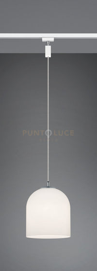 DUOLINE SOSPENSIONE ONTARIO VETRO BIANCO D. 20CM PER SISTEMA BINARIO 1 LUCE ATTACCO E14