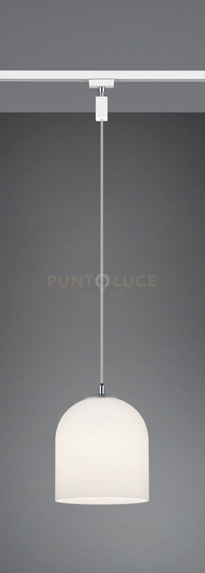 DUOLINE SOSPENSIONE ONTARIO VETRO BIANCO D. 20CM PER SISTEMA BINARIO 1 LUCE ATTACCO E14