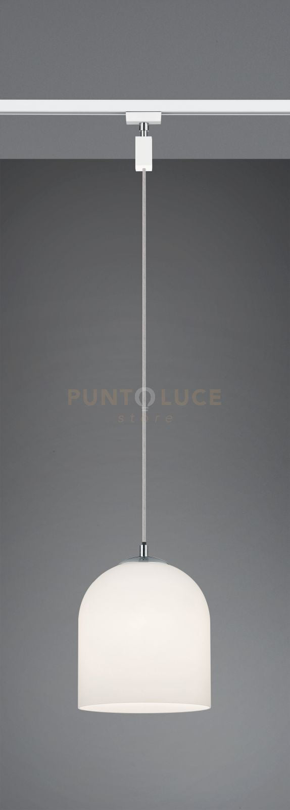 DUOLINE SOSPENSIONE ONTARIO VETRO BIANCO D. 20CM PER SISTEMA BINARIO 1 LUCE ATTACCO E14