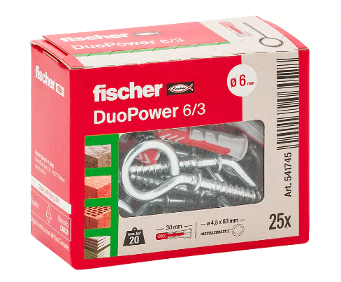 DUOPOWER 6/3 – TASSELLO CON OCCHIO CHIUSO - CONF. 25 PEZZI - FISCHER