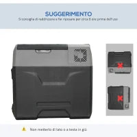 Frigo per Auto da 50L con Pannello Touch, Maniglia e 2 Ruote, in Alluminio e Plastica, 58.6x37.8x54.5 cm, Grigio