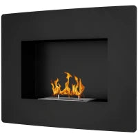 Caminetto a Bioetanolo da Incasso in Acciaio, Durata 3.3 Ore e Capacità 0.9L, 66x16x52 cm, Nero