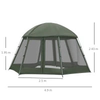 Tenda da Campeggio a 2 Ingressi per 6-8 Persone con Borsa, Funi e Picchetti, 493x493x240 cm, Verde