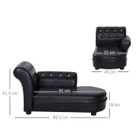 Divano Chaise Longue Elegante Imbottito Portata 10kg Animali Domestici 82.5 × 45 × 41.5cm Nero