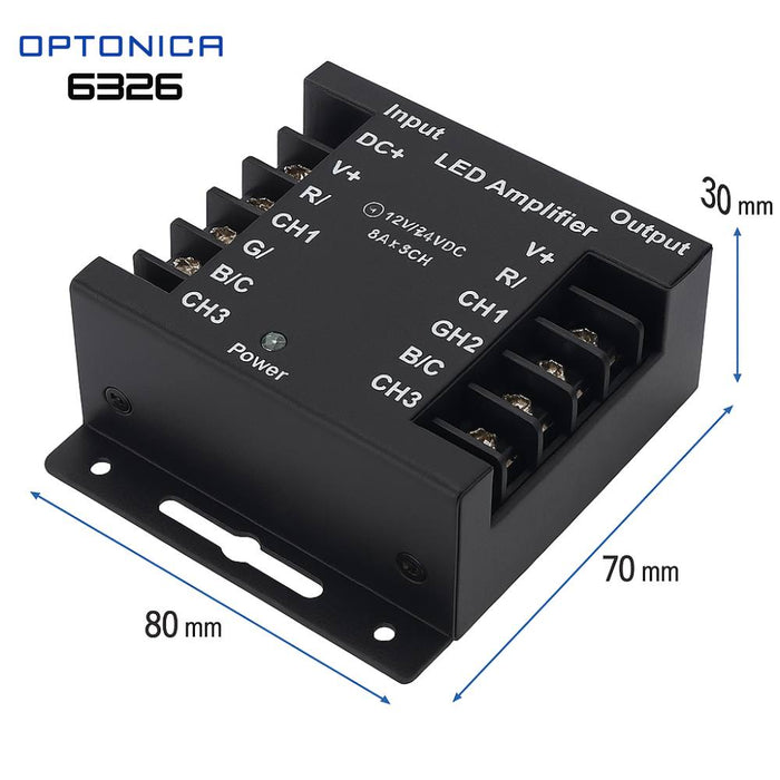 Amplificatore striscia led rgb optonica 6326 12-24v 288w