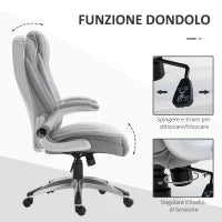 Sedia da Ufficio Ergonomica con Imbottitura, Altezza Regolabile e 5 Ruote, 70x71x113-121 cm, Grigio
