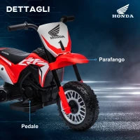 Moto Elettrica per Bambini con Licenza Honda CRF450RL a 3 Ruote, Età 18-36 Mesi, Rosso