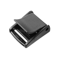 Fermo di bloccaggio in nylon nero per cinghie da 40 mm.