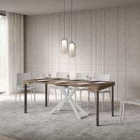 shopinnovativo- Consolle allungabile 90x40/196 cm Saki Small noce gambe bianche