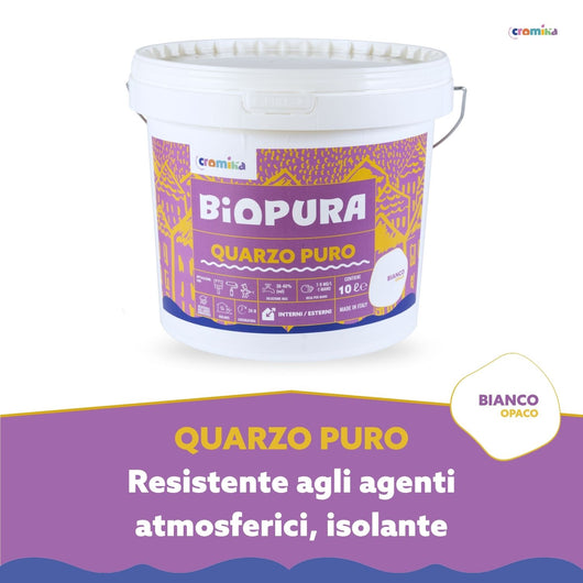 Pittura murale quarzo interni esterni finitura opaca linea biopura cromika *** formato 10 lt, confezione 1