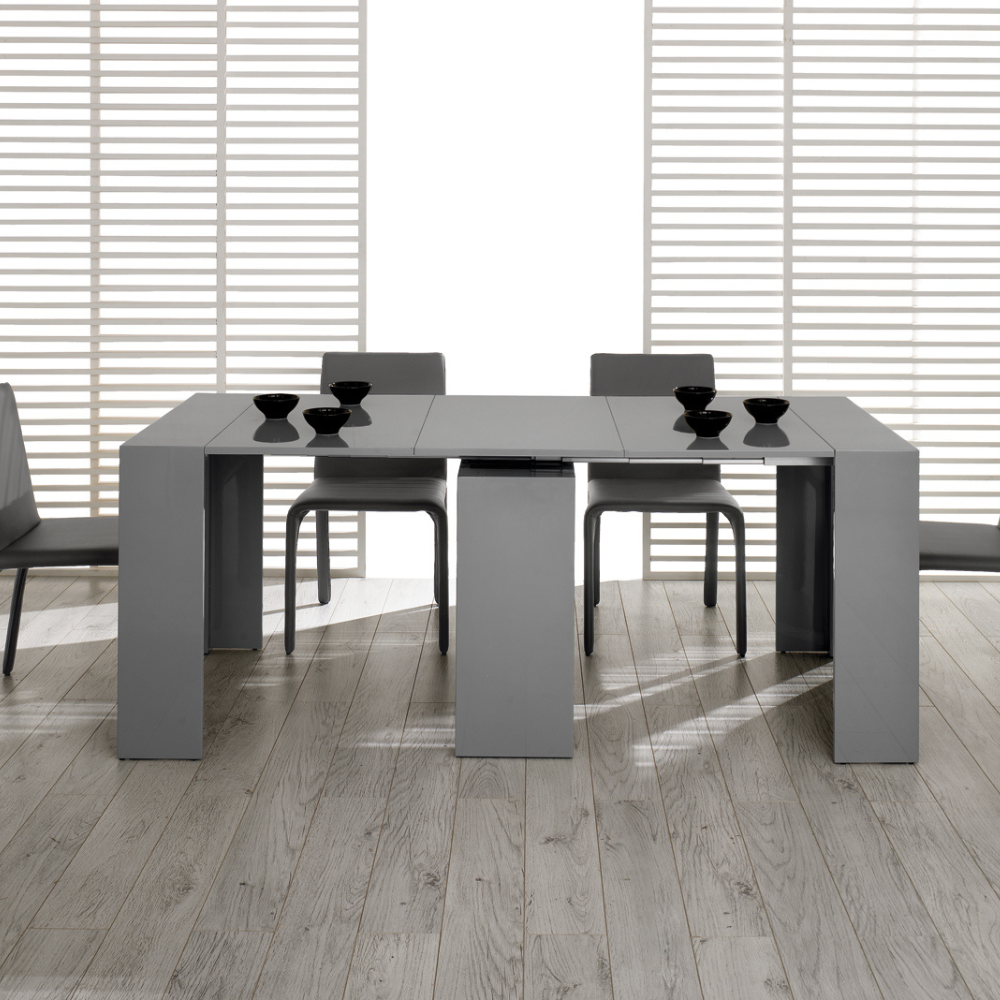 Consolle allungabile salvaspazio grigia Nivara 42,5-302,5x90 cm fino a 12 posti | Duzzle