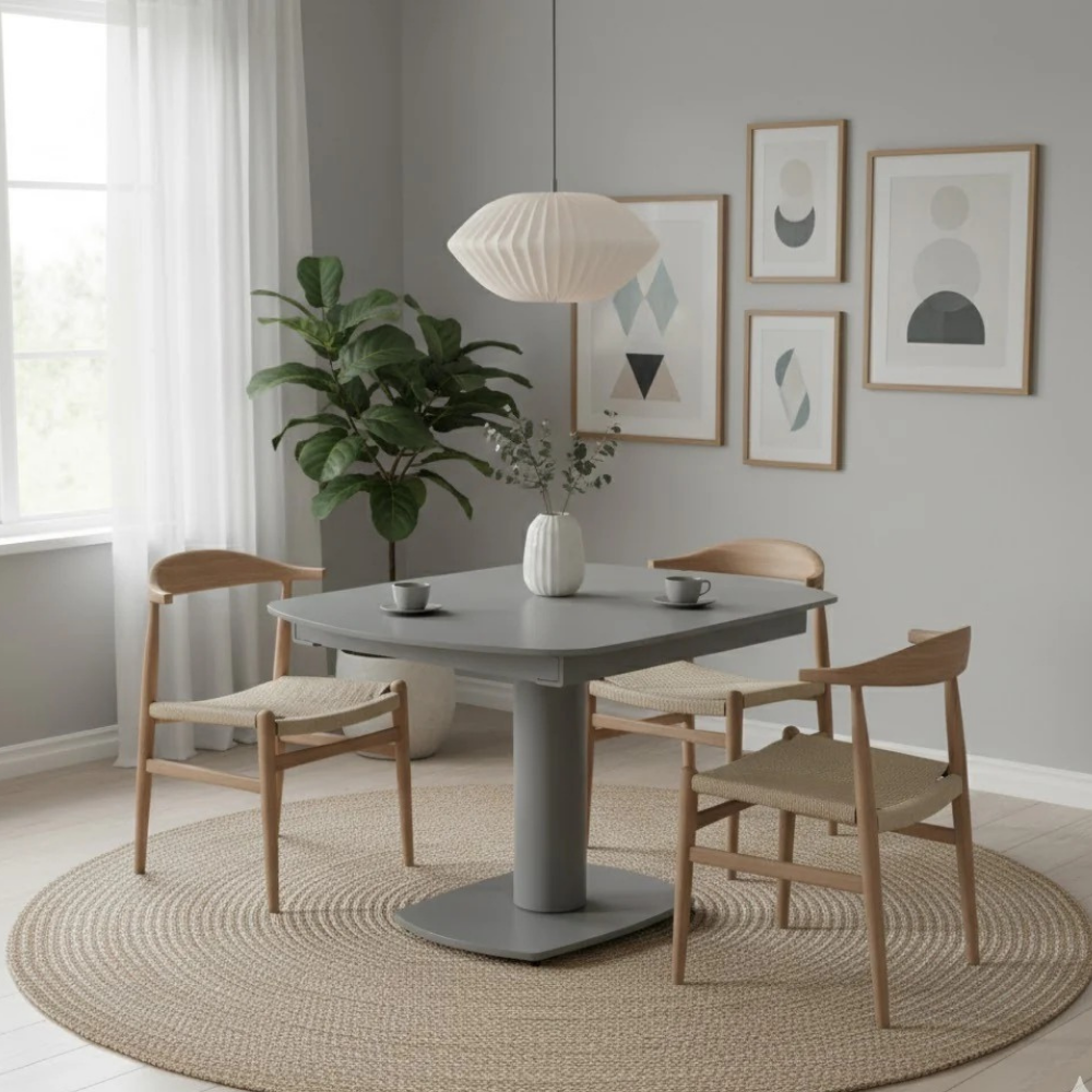 Tavolo da pranzo allungabile in vetro temperato grigio Oslo 120-180x90 cm fino a 8 posti | Duzzle