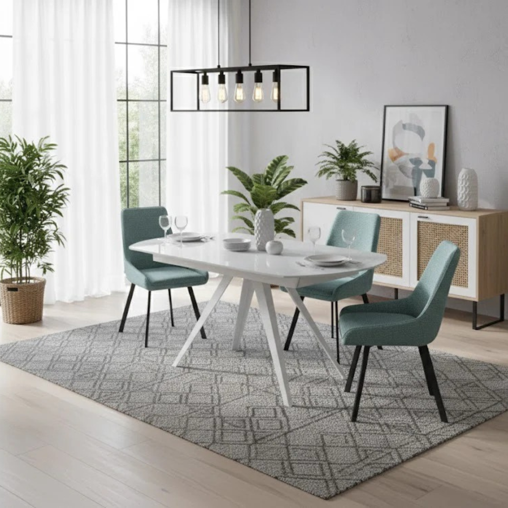 Tavolo da pranzo allungabile in vetro temperato bianco Float 120-180x90 cm fino a 8 posti | Duzzle