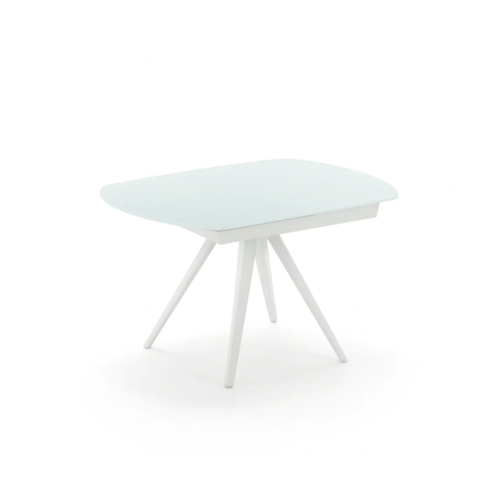 Tavolo da pranzo allungabile in vetro temperato bianco Float 120-180x90 cm fino a 8 posti | Duzzle