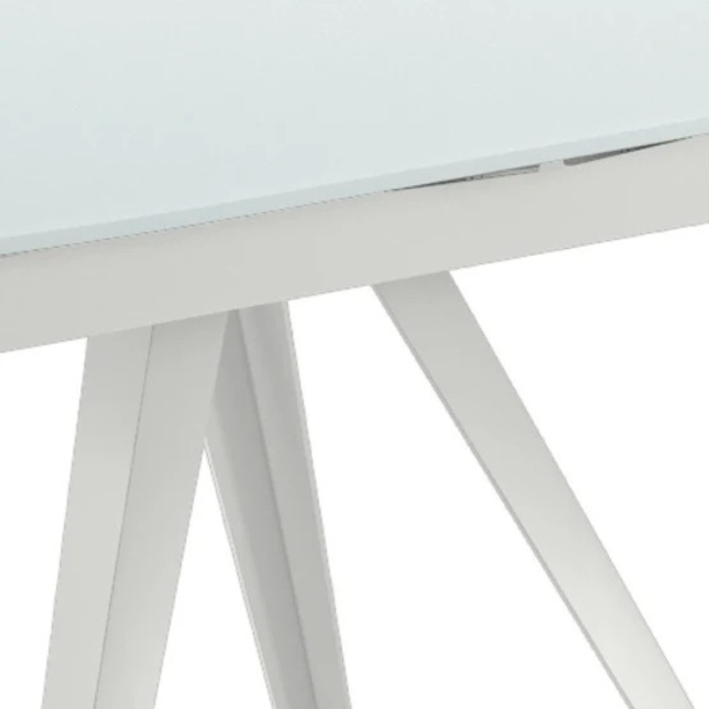 Tavolo da pranzo allungabile in vetro temperato bianco Float 120-180x90 cm fino a 8 posti | Duzzle