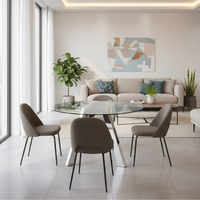 Tavolo da pranzo fisso in vetro temperato con gambe grigio cromato Louvre 120x120 cm fino a 6 posti | Duzzle