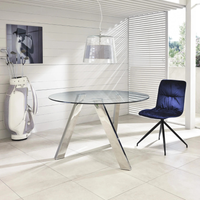 Tavolo da pranzo fisso in vetro temperato con gambe grigio cromato Louvre 120x120 cm fino a 6 posti | Duzzle