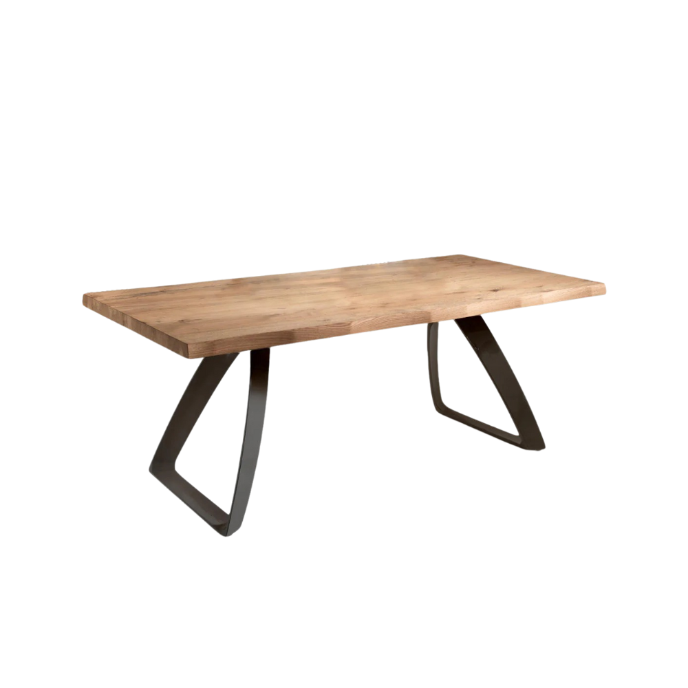 Tavolo da pranzo fisso in legno impiallacciato rovere naturale Timber 200x100 cm fino a 10 posti Made in Italy | Duzzle