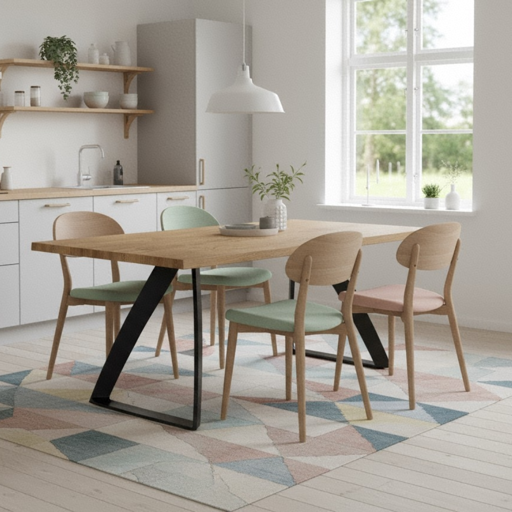 Tavolo da pranzo fisso in legno impiallacciato rovere naturale Timber 200x100 cm fino a 10 posti Made in Italy | Duzzle