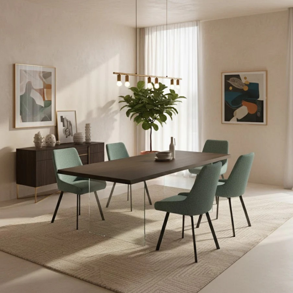 Tavolo da pranzo fisso in legno impiallacciato rovere termocotto Forest 160x90 cm fino a 8 posti Made in Italy | Duzzle