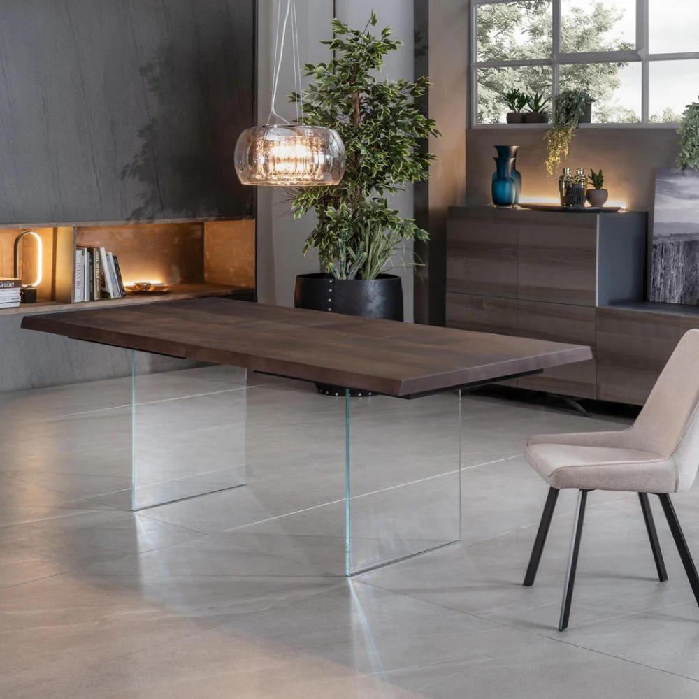 Tavolo da pranzo fisso in legno impiallacciato rovere termocotto Forest 160x90 cm fino a 8 posti Made in Italy | Duzzle