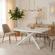 Tavolo da pranzo allungabile in HPL effetto marmo bianco Ryder 170-270x90 cm fino a 12 posti Made in Italy | Duzzle