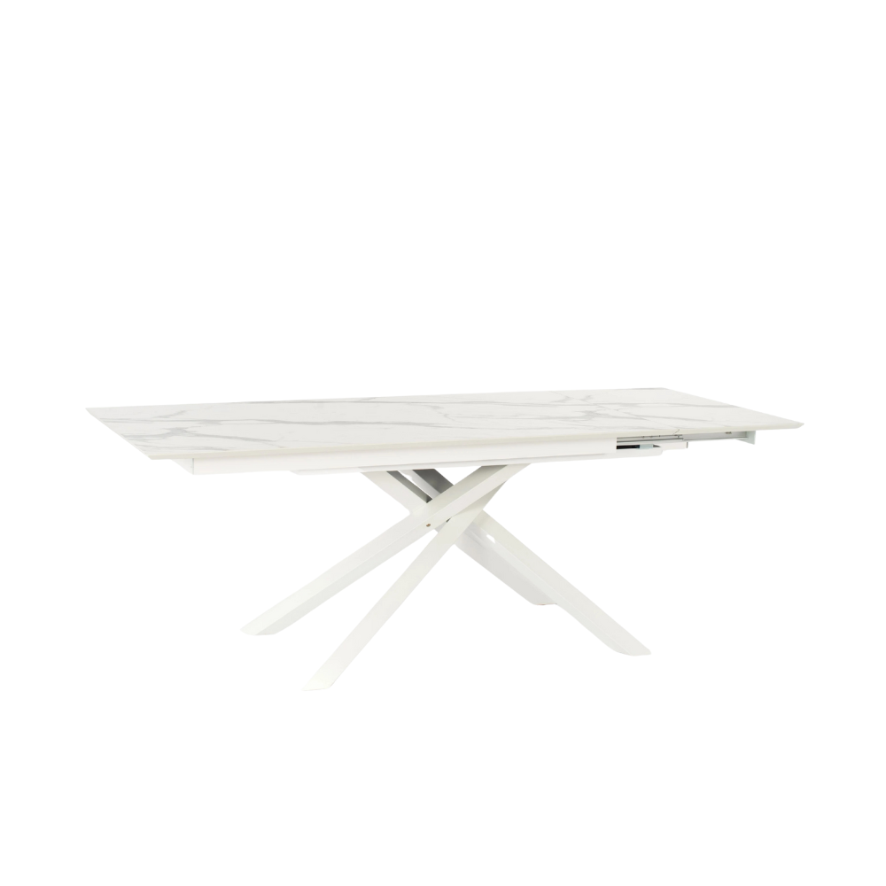 Tavolo da pranzo allungabile in HPL effetto marmo bianco Ryder 170-270x90 cm fino a 12 posti Made in Italy | Duzzle
