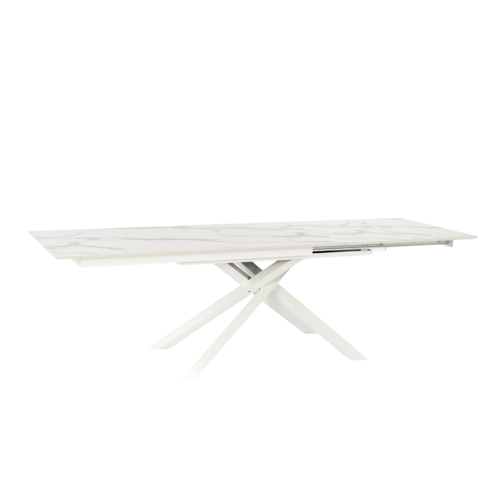 Tavolo da pranzo allungabile in HPL effetto marmo bianco Ryder 170-270x90 cm fino a 12 posti Made in Italy | Duzzle