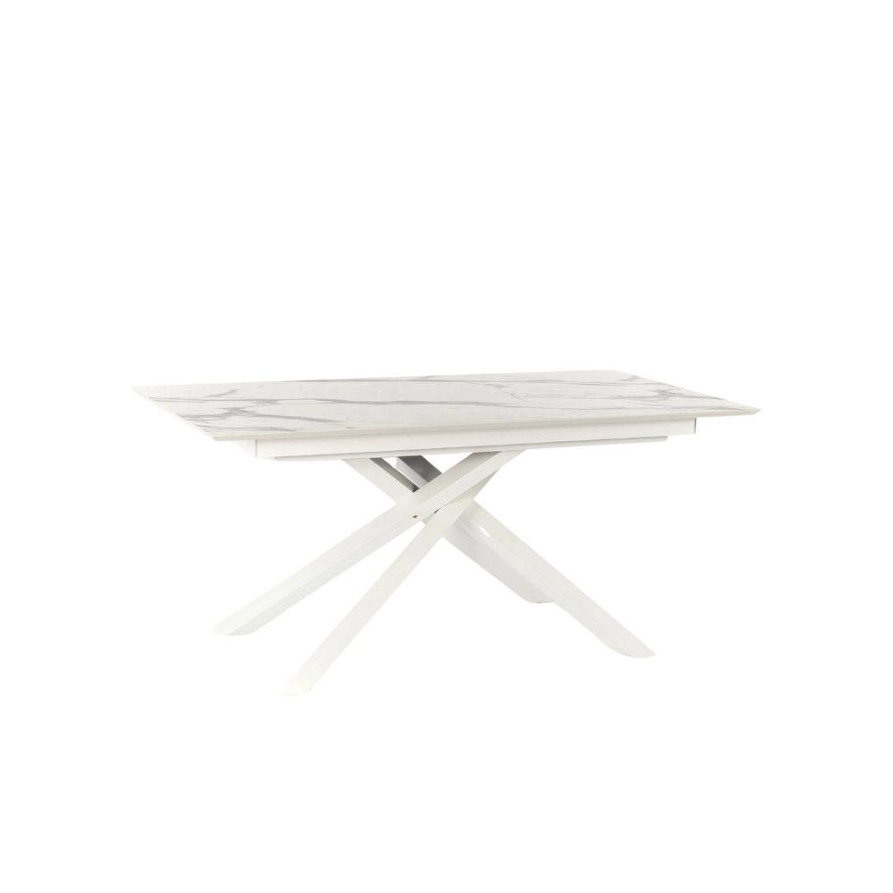 Tavolo da pranzo allungabile in HPL effetto marmo bianco Ryder 170-270x90 cm fino a 12 posti Made in Italy | Duzzle