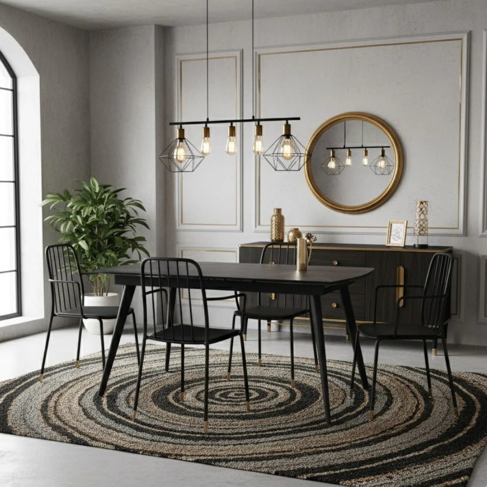 Tavolo da pranzo allungabile in ceramica su vetro effetto marmo nero George 140-200x90 cm fino a 10 posti | Duzzle
