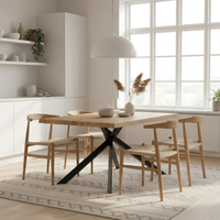 Tavolo da pranzo fisso in legno impiallacciato rovere naturale Blake 200x100 cm fino a 10 posti Made in Italy | Duzzle