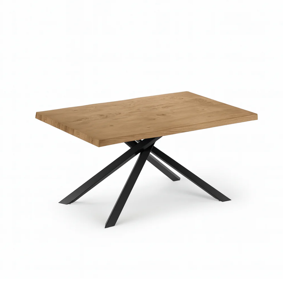 Tavolo da pranzo fisso in legno impiallacciato rovere naturale Blake 200x100 cm fino a 10 posti Made in Italy | Duzzle