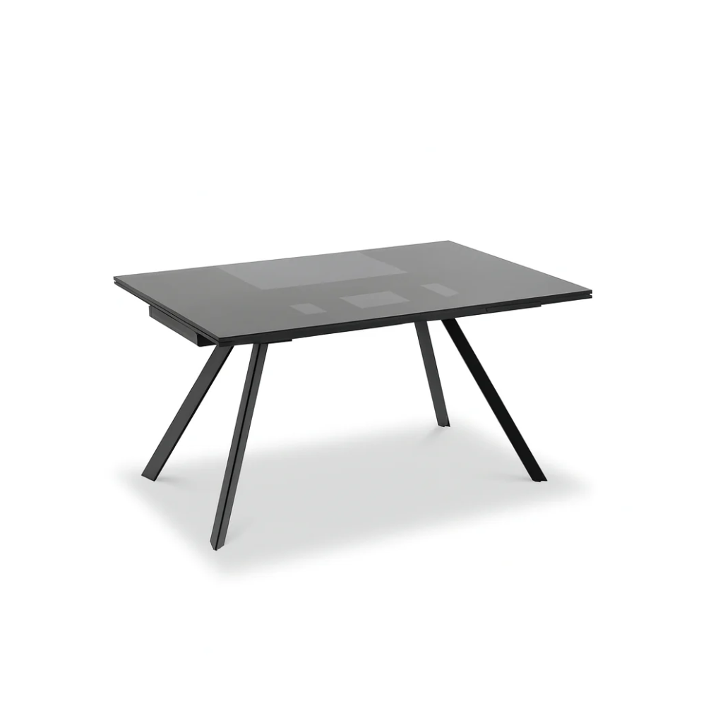 Tavolo da pranzo allungabile in vetro temperato nero Mars 160-240x90 cm fino a 10 posti | Duzzle