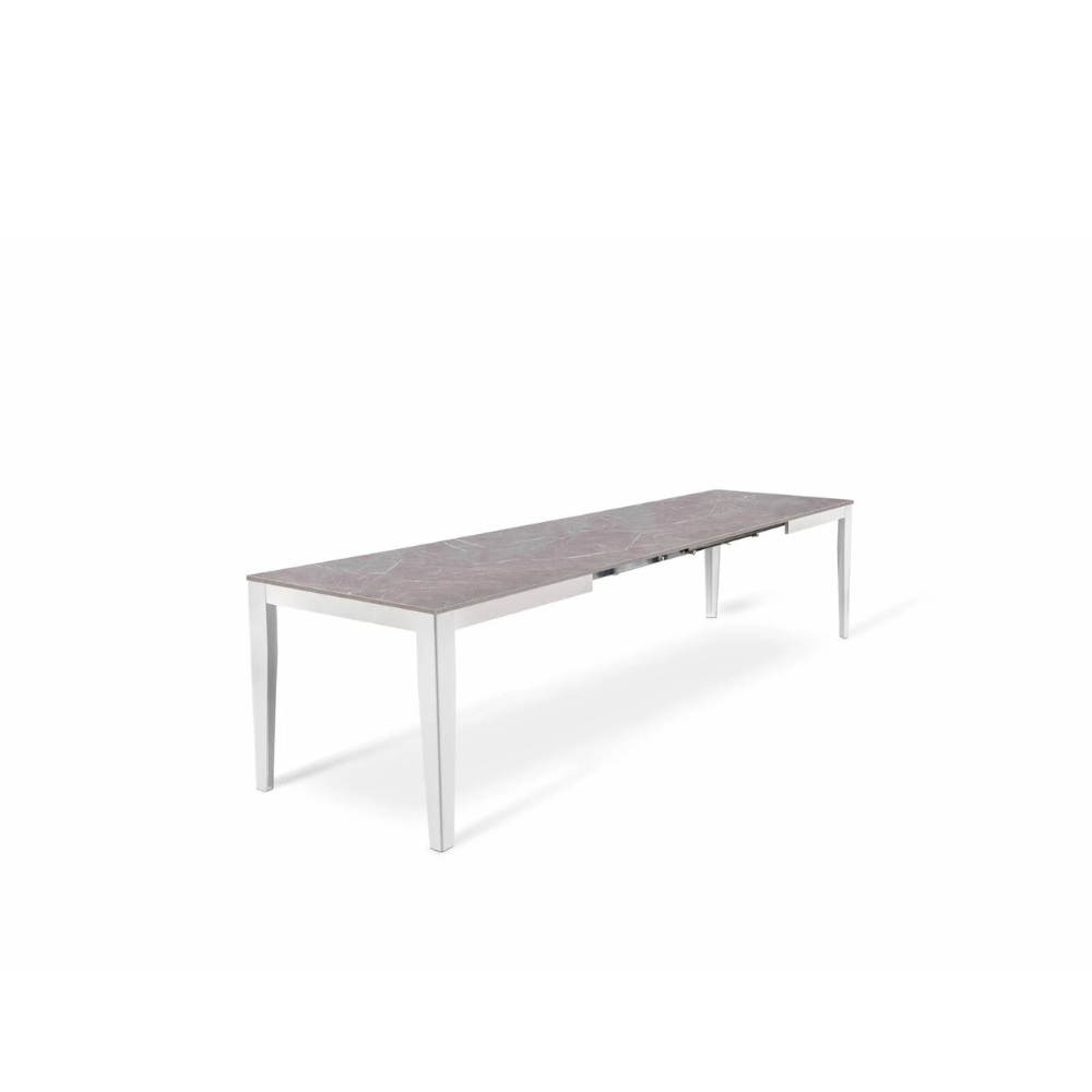 Tavolo da pranzo allungabile effetto marmo antracite Moon 156-316x90 cm fino a 12 posti Made in Italy | Duzzle