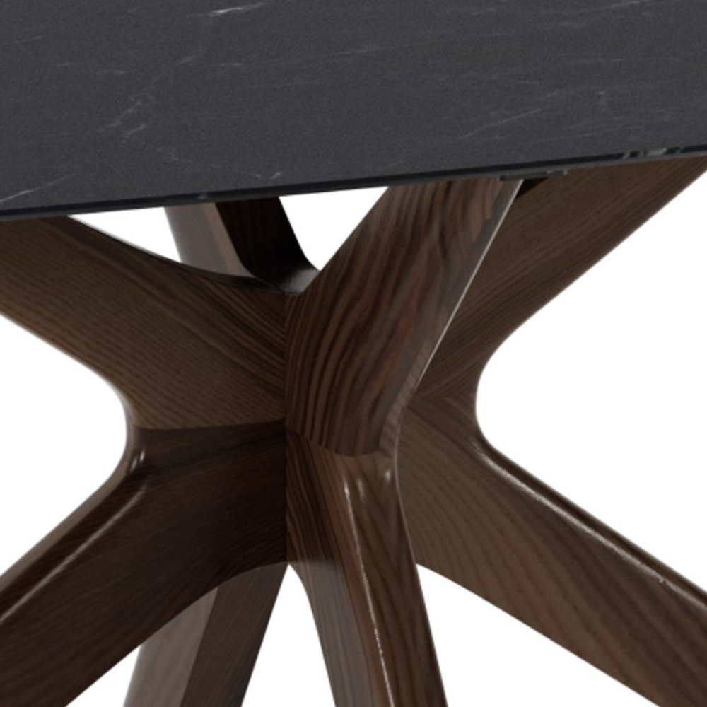 Tavolo da pranzo fisso in ceramica effetto marmo nero Thiago 180x90 cm fino a 8 posti | Duzzle