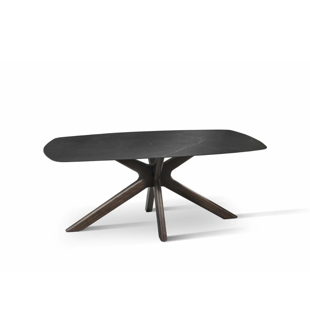 Tavolo da pranzo fisso in ceramica effetto marmo nero Thiago 180x90 cm fino a 8 posti | Duzzle